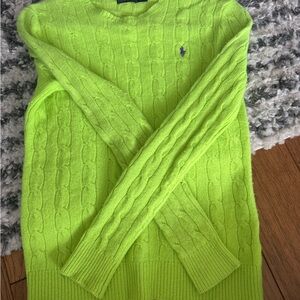 Ralph Lauren Neon Green Cable Knit Sweater